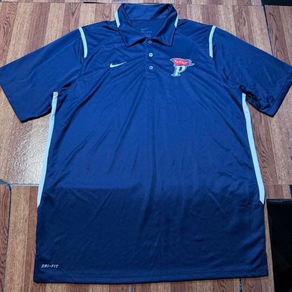 Nike Blue Dri-Fit Tech Retro Sportswear Patriots Polo Shirt Large